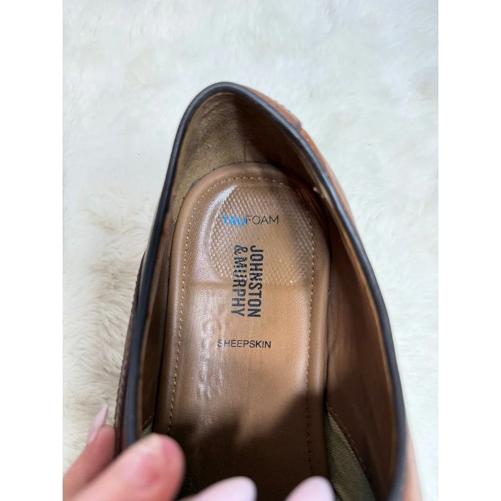 Stacy Adams Mens 9.5M Brown Leather Wingtip Oxford Dress Shoes Perforated